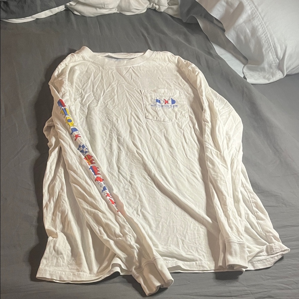 Southern Tide Cream Shirt with Fish Graphic